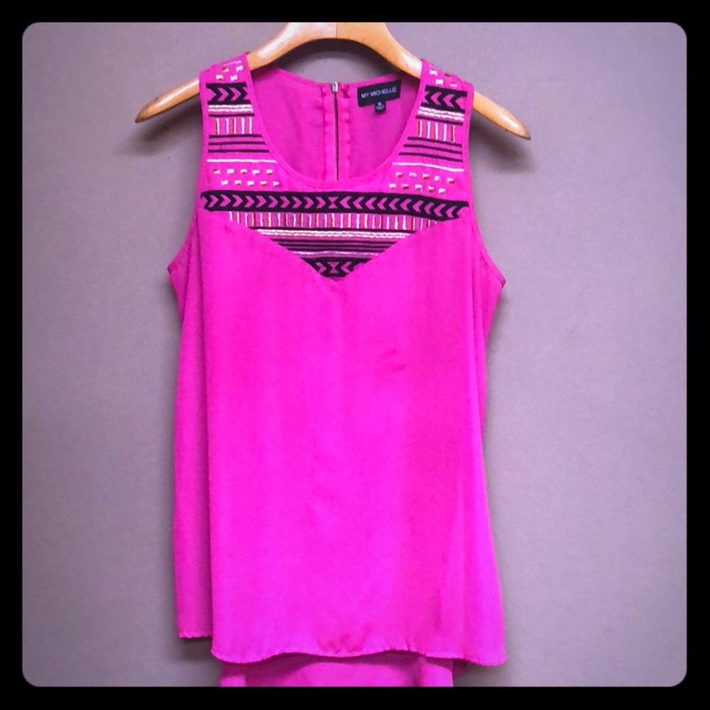 Pink sheer tank top